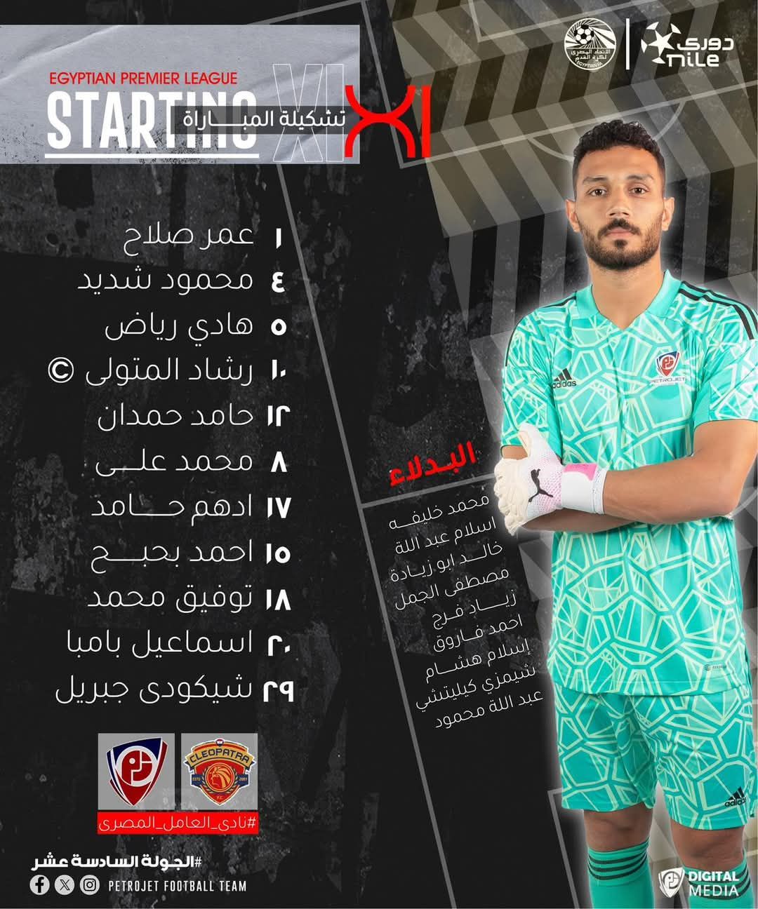 دوري Nile | تشكيل بتروجت لمواجهة سيراميكا كيليوباترا في الجولة السادسة عشر …
