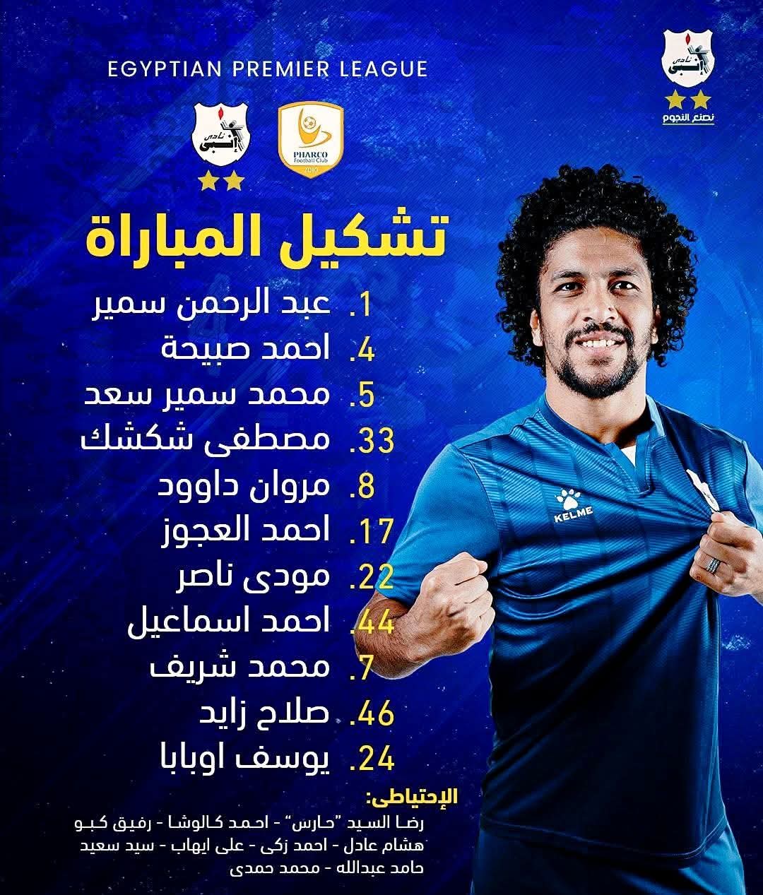 دوري nile| التشكيل الرسمي لمواجهة انبي و فاركو