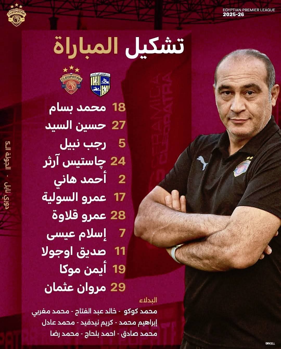 دوري nile| التشكيل المقاولون الرسمي لمواجهة المقاولون و سيراميكا
