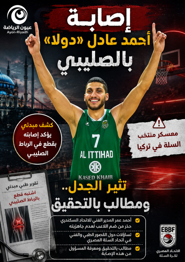 إصابة أحمد عادل «دولا» بالصليبي تثير الجدل.. ومطالب بالتحقيق في معسكر منتخب السلة بتركيا