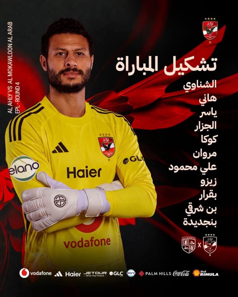 تشكيل الأهلي ضد المقاولون العرب في الدوري