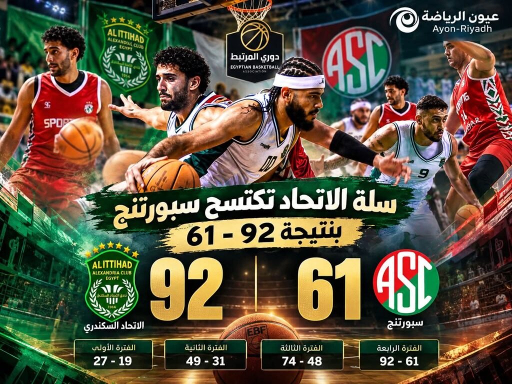 دوري المرتبط للسلة.. سلة الاتحاد تكتسح سبورتنج 92-61 والصغار يسقطون لأول مرة