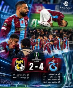 صلاح يتألق على النجيل الصناعي.. يصنع ويسجل في رباعية طرابزون سبور أمام كوبيون الفنلندي
