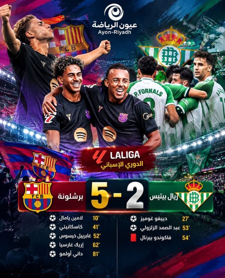 الليغا الإسبانية.. برشلونة يمطر شباك ريال بيتيس بخماسية ويواصل العلامة الكاملة